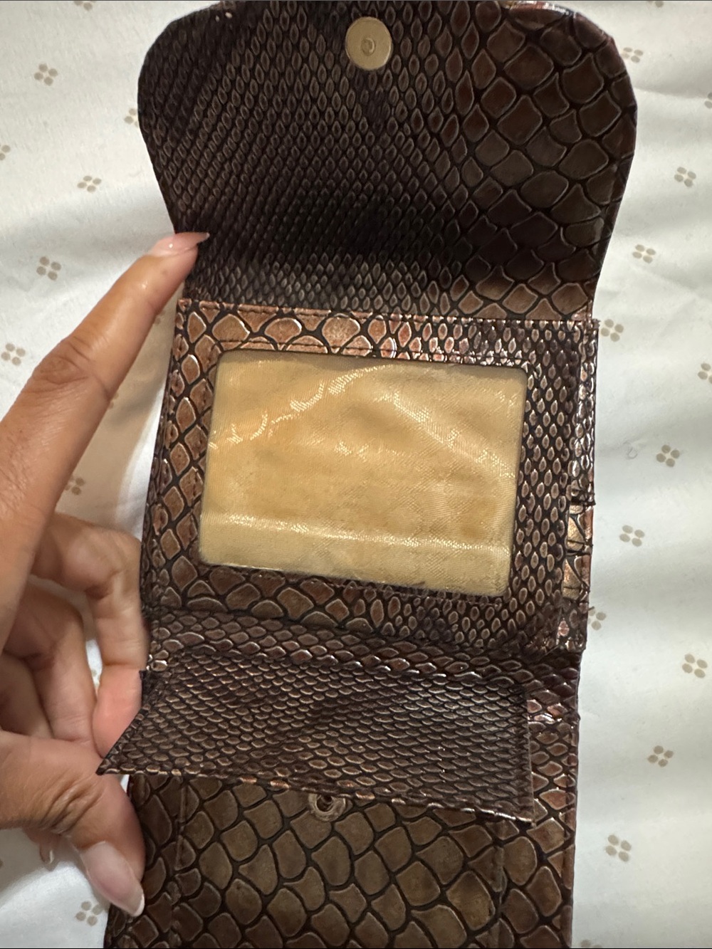 Coach Tan Croc-Embossed Leather Clutch with Silver-Tone Logo - Picture 3 of 5
